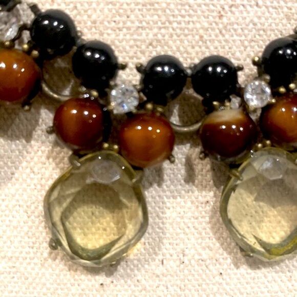 Gerard Yosca Vintage 80s Bib Statement Faux Topaz Crystal Boho 1980s Necklace - Picture 4 of 9